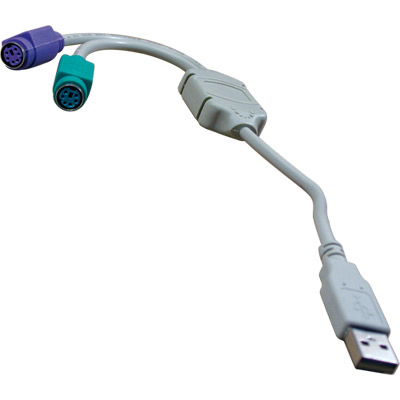 ADAPTADOR USB-A MACHO A 2 PS2, PS/2 HEMBRA (MINI-DIN) PARA TECLADO Y RATÓN