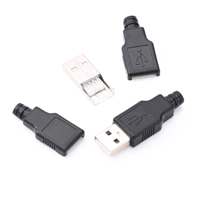 KIT CONECTOR USB-A MACHO PARA SOLDAR DE 4 PINES USB 2.0 