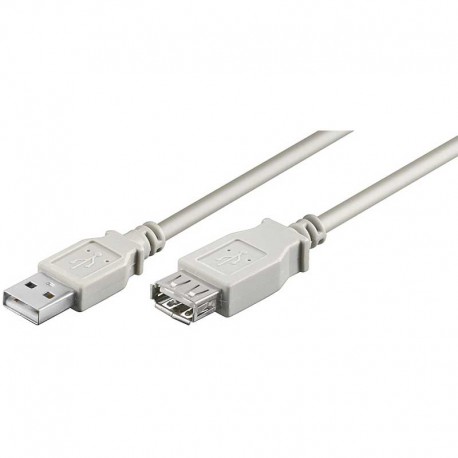 CABLE INFORMÁTICA V:2.0 USB-A MACHO A USB-A HEMBRA 1,8 METROS (GRIS)